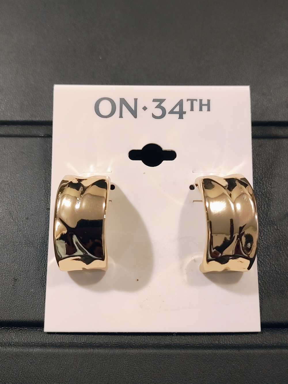 ON·34TH Polished Gold Wide Hoop Earrings